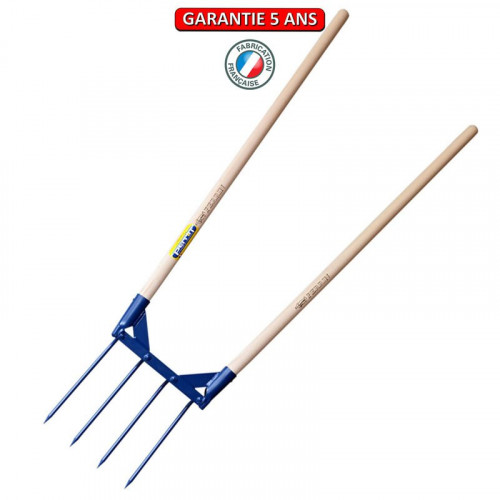 Aerogrif' 4 dents 2 manches 1,10 m, type Grelinette, outil de jardinage biologique - PERRIN  