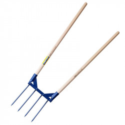 Aerogrif' 4 dents 2 manches 1,10 m, type Grelinette, outil de jardinage biologique - PERRIN  