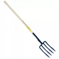 Fourche à bêcher à soie 4 dents spatulée manche pomme - PERRIN  