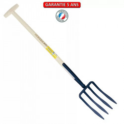 Fourche à bêcher à soie 4 dents spatulée manche béquille de marque PERRIN  , référence: J3872700