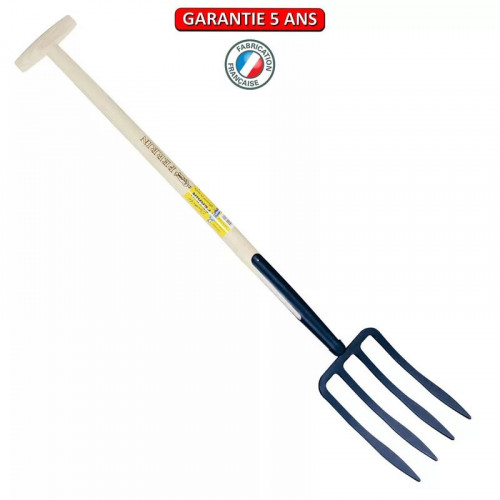 Fourche à bêcher à soie 4 dents spatulée manche béquille - PERRIN  