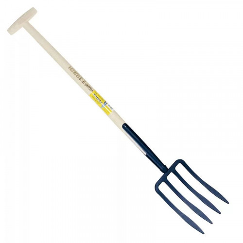 Fourche à bêcher à soie 4 dents spatulée manche béquille - PERRIN  