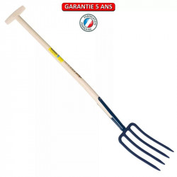 Fourche à bêcher à soie 4 dents 27 manche béquille tournée de marque PERRIN  , référence: J3873000