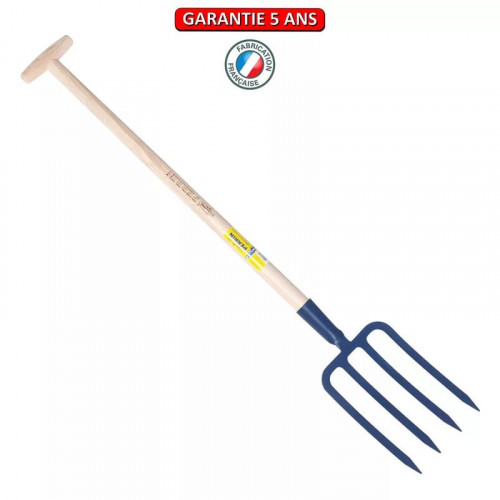 Fourche à bêcher douille 4 dents 27 cm manche en T - PERRIN  