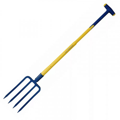 Fourche à bêcher à douille 4 dents 29 cm manche tri-gripp en T 90 - PERRIN  
