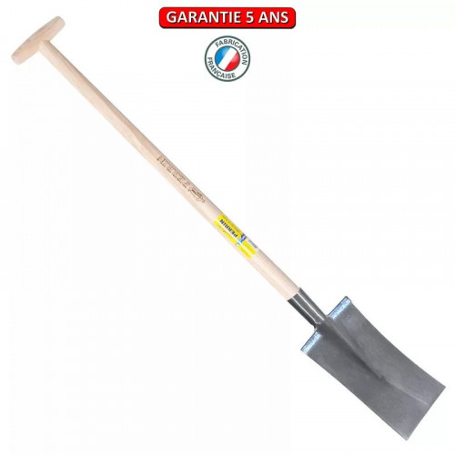 Bêche 28 cm avec deux rebords montés emmanché béquille tourné - PERRIN  