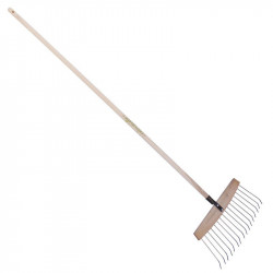 Balai à feuilles et gazon bois/acier 16 dents, manche 165cm- Kiwi - PERRIN  