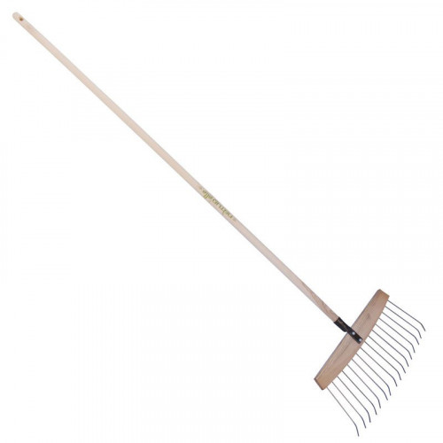 Balai à feuilles et gazon bois/acier 16 dents, manche 165cm- Kiwi - PERRIN  