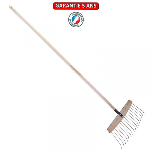 Balai à feuilles et gazon bois/acier 16 dents, manche 165cm - Miel - PERRIN  