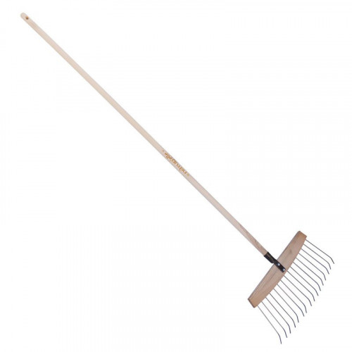 Balai à feuilles et gazon bois/acier 16 dents, manche 165cm - Miel - PERRIN  