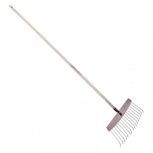 Balai à feuilles et gazon bois/acier 16 dents, manche 165cm - Framboisine - PERRIN  