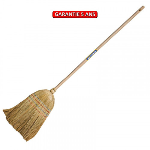 Balai en paille de sorgho 5 fils - Emmanché droit 110 - Longueur totale 1,40 m - PERRIN  