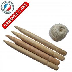 Cordeau 35 m avec 4 piquets bois 30 cm – corde coton 2 mm de marque PERRIN  , référence: B9548900