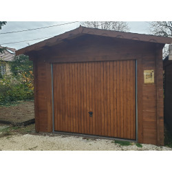 Porte battante double pour garage bois – épicéa massif 40 mm – ferrures traditionnelles de marque HABRITA, référence: B9550900