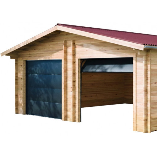 Porte sectionnelle motorisée pour garage bois – aluminium et panneaux PVC – ouverture verticale - HABRITA