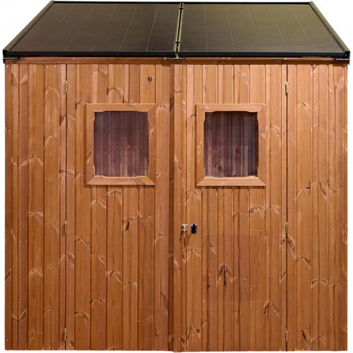 Abri de jardin bois thermochauffé monopente 4,48 m² – bardage 19 mm – kit photovoltaïque 1 kWc - HABRITA