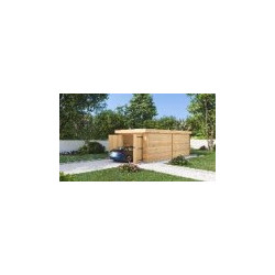 Garage bois massif 16,24 m² madriers 28 mm – toit acier – double porte - HABRITA