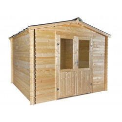 Abri de jardin bois massif 8,18 m² – madriers 28 mm – toit acier double pente – sans plancher – BAX3030 de marque HABRITA, référence: J9553000