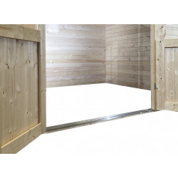 Abri de jardin bois massif 11,04 m² – madriers 28 mm – toit acier double pente – embase incluse – BAX4030 - HABRITA