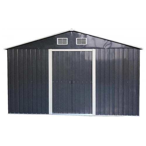 Abri de jardin métal grand volume anthracite 6,60 m² – toit double pente - HABRITA