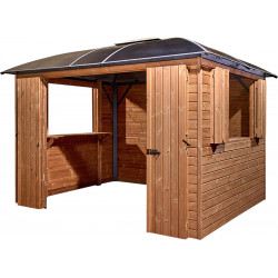 Gloriette de jardin aluminium gris anthracite & épicéa thermo chauffé 10,80 m² – toit polycarbonate anti-UV de marque HABRITA, référence: J9553500
