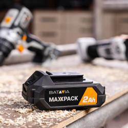 Kit batterie et chargeur 18V 2.0Ah - Maxxpack - charge rapide 2.4A - universel - Batavia