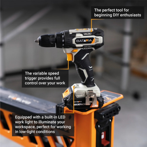 Perceuse visseuse sans fil 18V - Maxxpack - 2 vitesses - 18 positions de couple - Batavia