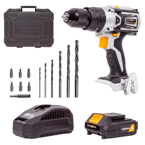 Perceuse à percussion sans fil 18V brushless - Maxxpack - avec batterie 2.0Ah et chargeur - Batavia