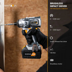 Visseuse à choc sans fil 18V brushless 180Nm - Maxxpack - compacte - vitesse électronique - Batavia