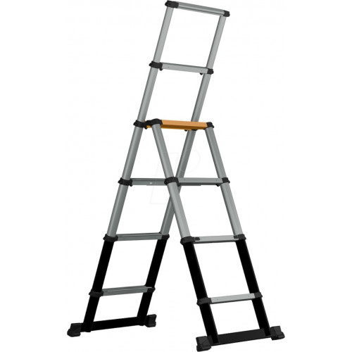 Escabeau télescopique aluminium - 2,35 m 8 marches - pliable compact - Batavia