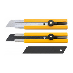 Cutter 25 mm usage intensif H-1BB/5BB Cutter 25 mm à molette + 5 lames Excel-Black de marque OLFA-CARPENTRAS DONARIER, référence: B9564900