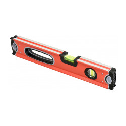 Niveau alu tubulaire antichoc 400 mm - 1 poignée 2 fioles : 180° et 90° de marque TECHMAN, référence: B9579400