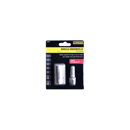 Douille universelle 3/8' - 7 a 19 mm Douille universelle + adaptateur - OUTIFRANCE 