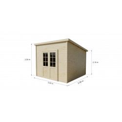 Abri de jardin bois massif 7,51 m² – madriers 28 mm – toit monopente bac acier – double porte vitrée de marque HABRITA, référence: J9553800