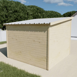 Abri de jardin bois massif 7,51 m² - madriers 28 mm - toit monopente bac acier - double porte vitrée - HABRITA