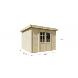 Abri de jardin bois massif 7,53 m² – madriers 28 mm – toit plat bac acier – double porte vitrée sécurisée de marque HABRITA, référence: J9554900