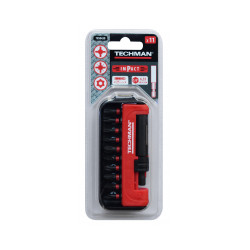 Jeu de 10 embouts impact + porte-embouts Ph1 / Ph2 / Ph3 / Pz1 / Pz2 / Pz3 / T15 / T20 / T25 / T30 / Porte-embouts - TECHMAN