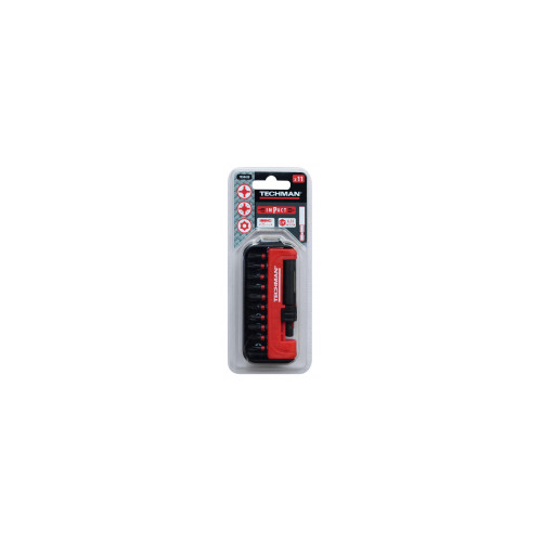 Jeu de 10 embouts impact + porte-embouts Ph1 / Ph2 / Ph3 / Pz1 / Pz2 / Pz3 / T15 / T20 / T25 / T30 / Porte-embouts - TECHMAN