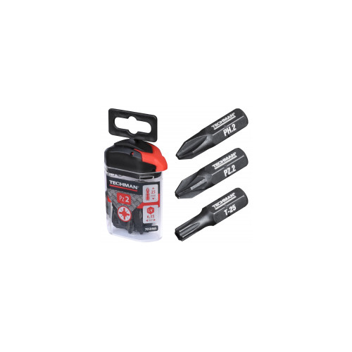 Embouts de vissage 's2 black' 10 embouts Ph2 25 mm - TECHMAN