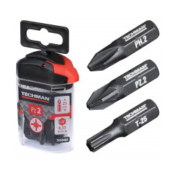 Embouts de vissage 's2 black' 10 embouts Ph3 25 mm de marque TECHMAN, référence: B9586200