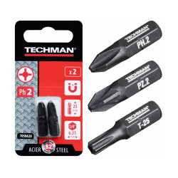 Embouts de vissage 's2 black' 2 embouts TT10 25 mm de marque TECHMAN, référence: B9587400