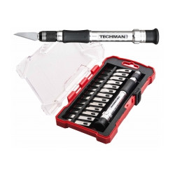 Scalpel aluminium + 13 lames en coffret Scalpel + 13 lames en coffret de marque TECHMAN, référence: B9613800