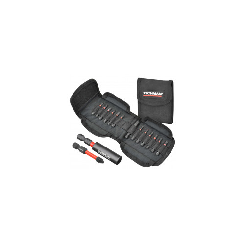 Trousse de 12 embouts impact longs + porte-embouts Plat 4 / 6 / Ph1 / Ph2 / Ph3 / Pz1 / Pz2 / Pz3 / T15 / T20 / T25 / T30 / Port - TECHMAN