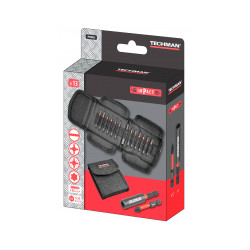 Trousse de 12 embouts impact longs + porte-embouts Plat 4 / 6 / Ph1 / Ph2 / Ph3 / Pz1 / Pz2 / Pz3 / T15 / T20 / T25 / T30 / Port - TECHMAN