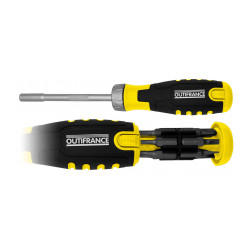 Tournevis porte-embouts a cliquet Tournevis + 12 embouts de marque OUTIFRANCE , référence: B9616200