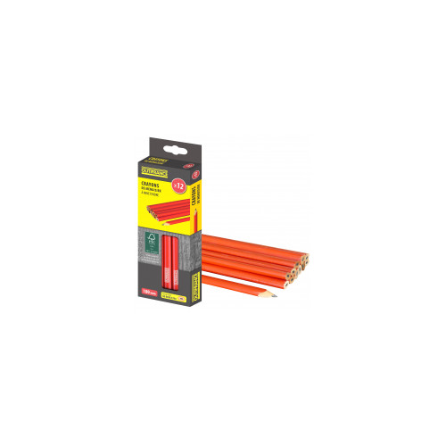 Crayons de menuisier 18 cm 12 crayons 180 mm - OUTIFRANCE 