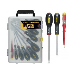 Jeu de 10 tournevis fatmax Plats 3x50 / 4x100 / 5,5x100 / 6,5x150 / 8x150 / Ph00x50 / Ph0x75 / Ph1x100 / Ph2x125 / Testeur - STANLEY