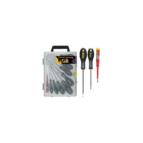 Jeu de 10 tournevis fatmax Plats 3x50 / 4x100 / 5,5x100 / 6,5x150 / 8x150 / Ph00x50 / Ph0x75 / Ph1x100 / Ph2x125 / Testeur - STANLEY