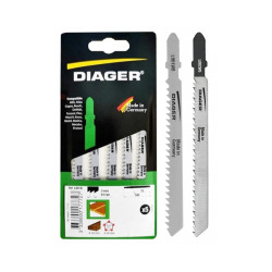 Lames de scie sauteuse hcs pour bois et plastiques L001W5 5 lames 100 / 75 mm Fraisée 8,5 tpi (3 mm) 'T' Coupe rapide de marque Diager, référence: B9640800