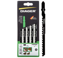 Diager Lames de scie sauteuse hcs pour bois coupe courbe L011W5 5 lames 100 / 75 mm 6 tpi 4 mm 'T' Coupe courbe - vue 2